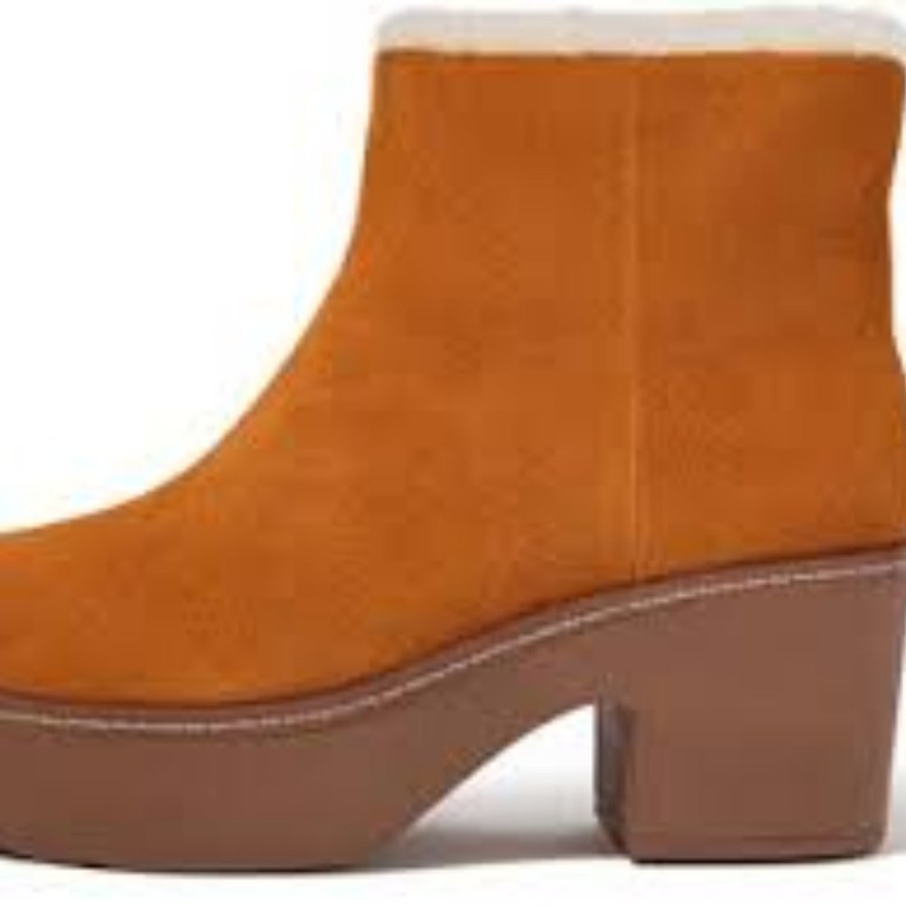 FitFlop Pilar Shearling-Lined Suede Ankle Boots 9